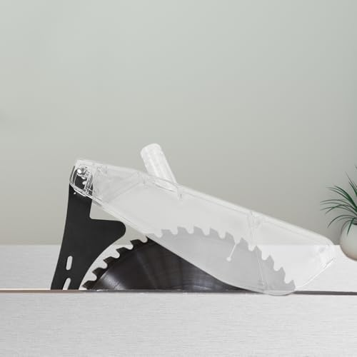 Hochwertige R-Type Spanhaube für Tischkreissäge 7-12 Zoll, Transparente Schutzabdeckung mit Staubsaugeranschluss & Anti-Staub Design, Robust aus Kunststoff und Stahl für Holzbearbeitungssicherheit