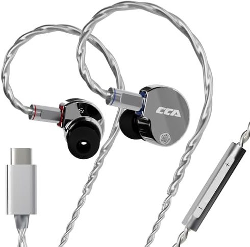 CCA Phoenix In-Ear Monitor Kopfhörer, Dual-Magnet Dynamic Driver IEM mit HiFi Clear Sound & Deep Bass, Vollmetall Professionelle Gaming Earbuds für Musiker, Sänger
