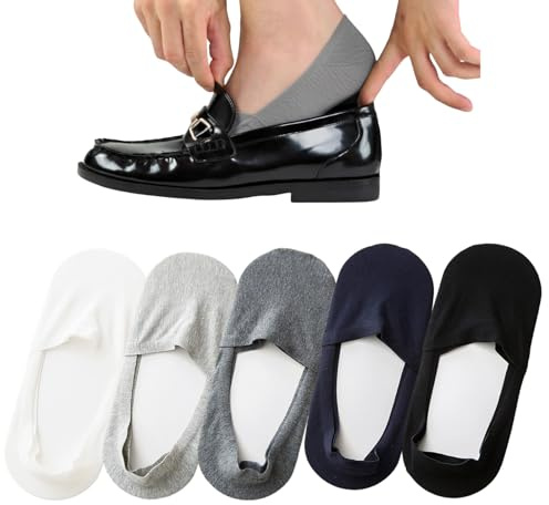 gaïa SOKA One :Les chaussettes invisibles qui tiennent en place Hommes Femmes - 5 Paires Coton Élastique 38-44 - Chaussettes Courtes Respirantes Antidérapantes pour Mocassins et Baskets