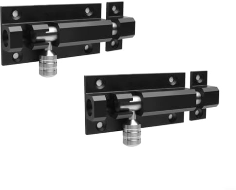 GANCEI ﻿ Locking Bolt Aluminum Alloy 4 Inch Sliding Pin Door Lock Keyless Entry Rust Resistant Latch For Bathroom Kitchen Bedroom Balcony Security(Black)