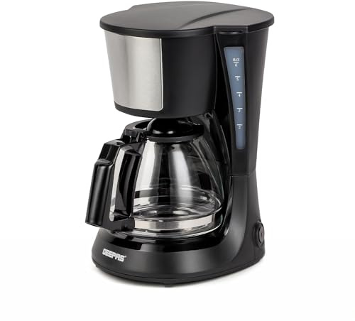 GEEPAS 750ml Filter Coffee Machine | Fast Brewing 600W Coffee Maker for Instant Coffee, Espresso, Macchiato Keep Warm & Anti-Drip Function Reusable Nylon Filter Black (Renewed)