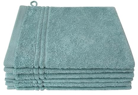 Dyckhoff Bio Nature Waschhandschuh Set, 6-TLG., GOTS, 500g/m², Ozean | 16x21cm, zertifizierte Bio-Baumwolle, besonders weich und saugkräftig