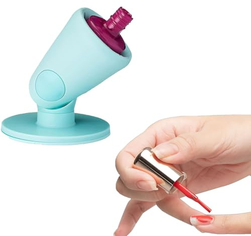 Hinge Untippable Nail Polish Bottle Holder Anti-Soft Rubber Nail Polish Bottle Holder, Tilted Nails Polishs Accessories Display Stand for Salon Artists Painting Pedicure (Light Blue)