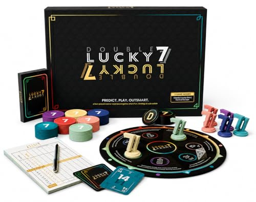 Double Lucky 7 – Kartenspiel & Brettspiel in einem – Spannendes Gesellschaftsspiel mit überraschenden Twists – Für Erwachsene und Familien – 2 bis 7 Spieler – Familienspiel ab 14 Jahren – 40 Min.