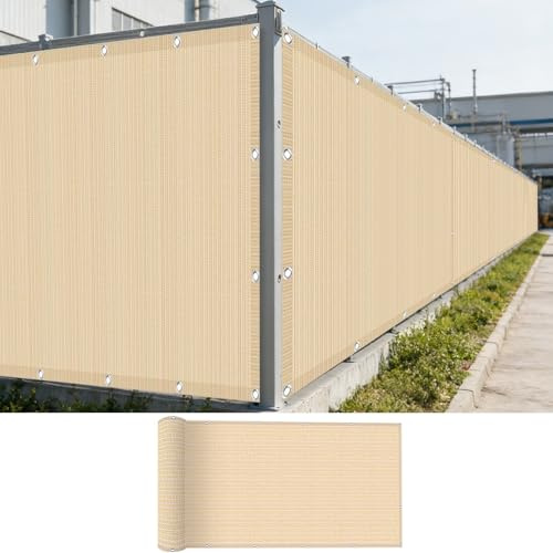 Brise-Vue de Balcon 0.9 x 2.7 m 220G M² Hdpe, Protection de La Vie Privée, Opaque UV Résistant Aux Contre Vent, Cache Vue Balcon avec Attaches Câble pour Terrasse, Couleur Crème