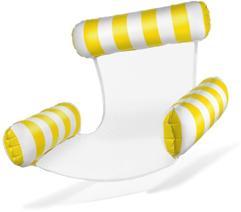 Balinco Materasso ad aria per piscina, poltrona gonfiabile, sedia ad acqua con schienale e braccioli, seggiolino da piscina, sedia da sole, sedia relax dell'acqua (giallo/bianco)