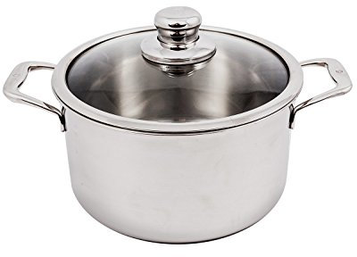 Swiss Diamond SDCLAD31324ic Premium Clad Dutch Oven w/Lid-6.3 Qt. (9.5), 18-10 Steel, Silver