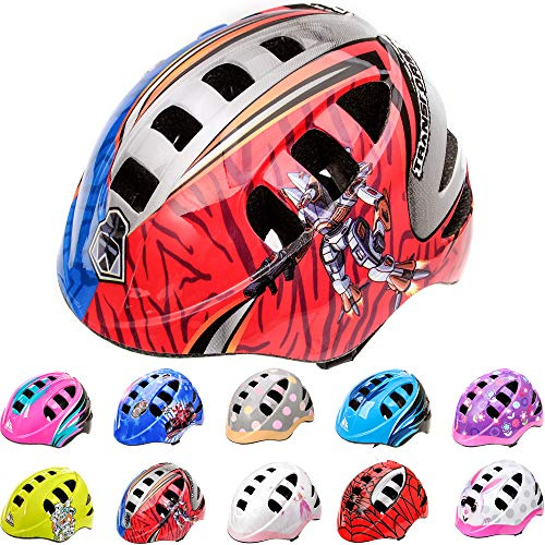 Meteor Kids Bike Helmet Robot M 52-56 cm, Toddler & Child Cycling Helmet, Lightweight Adjustable Scooter & Skate Helmet with Airflow Vents, Washable Padding, Safety Head Protection
