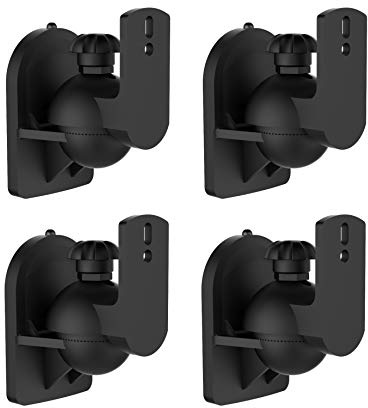 conecto CC50297 Lautsprecher Universal-Wandhalterung, neigbar -20° bis 20°, schwenkbar -70° bis 70°, Wandabstand 64mm, Traglast max. 3,5kg, 4er-Set, schwarz