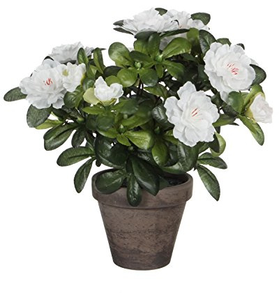 Mica decorations Azalea Kunstpflanze, Polyester, Weiss, 20 x 20 x 27 cm