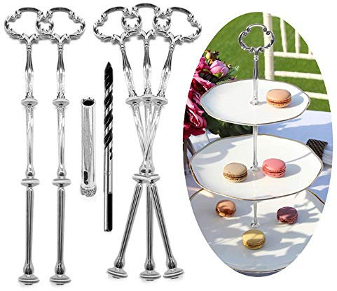 etageren stangen Set Silber Etagere bausatz Etagere etagen etageren stäbe Etagere bausatz Stange für Etagere metallstangen für Etagere metallstangen für Etagere (Blume, Silber, 5 Pack)