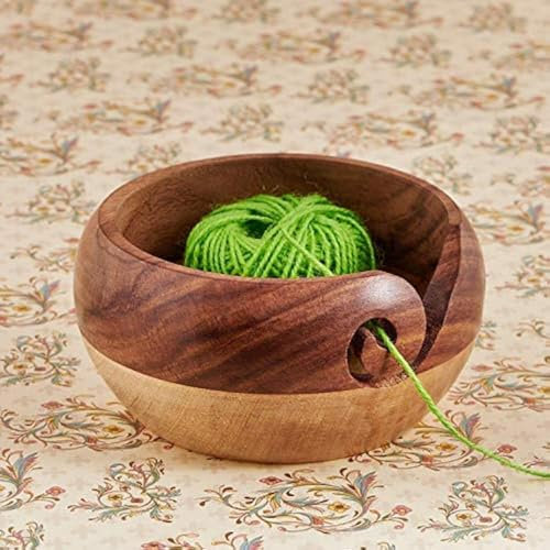 Weihnachtsgeschenke für Frauen Stricken Häkeln Stricken Stricken Picker Garnschale – zweifarbige Holzgarnschale 17,8 x 7,6 cm Halter, Wickler Strickzubehör und Zubehör, große Geschenke für Frauen