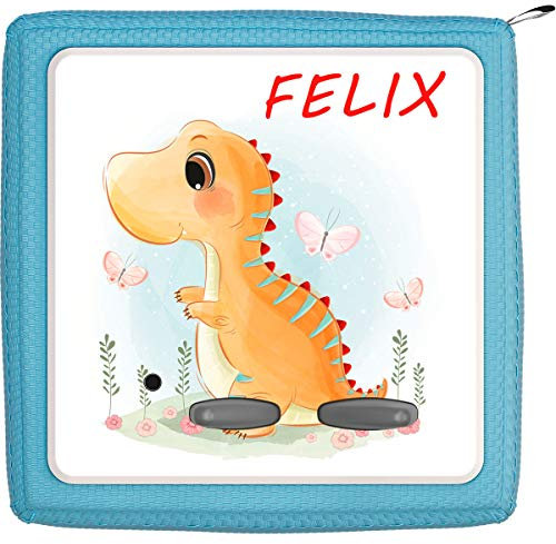 Coverlounge Schutzfolie passend für die Toniebox | Folie Sticker | Baby T-Rex Dinosaurier Dino und Schmetterlinge mit Name personalisiert