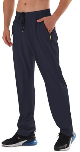 AIRIKE Sweat Pants for Men Casual Athletic Polyester Quick Dry Lightweight Water Resiatant Running Sports Gym Pants with Pockets Darkblue
