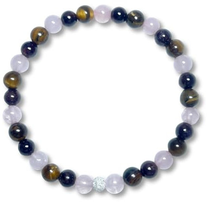 Majas Perlen Armband Vertrauen Tigerauge Rosenquarz Granat echt 6mm mit 925er Sterling Silber Gold Roségold 5mm facettiert - Größen XS bis XL - Handmade