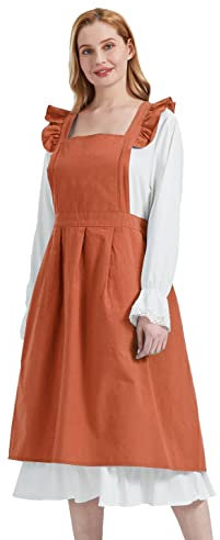 Nanxson Baumwolle Schürze Kochschürze süß Latzschürze mit Tasche für Frauen, Mädchen CF3153 (Einheitsgröße, Braun)