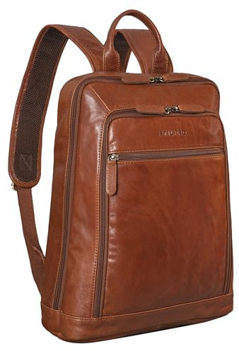 STILORD 'Watson' Laptop Backpack 15.6 inch Leather Daypack Large Vintage Rucksack Bag Business Backpack Office Bags XL in Genuine Leather, Colour:maraska - Brown