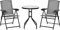 Outsunny 3 Piece Outdoor Bistro Set, Patio Conversation Furniture Set with 2 Folding Backrest Adjustable Armchairs and Glass Top Coffee Table, Grey