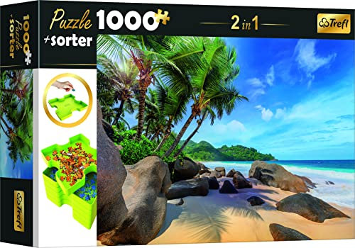 Trefl 10656 Puzzle 1000 Teile, Sorter 6 Schalen, Ordnen, Sortieren, Transportieren und Aufbewahren, Kreative Unterhaltung, Für Erwachsene und Kinder ab 12 Jahren Set 2in1, Exotischer Strand