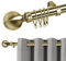 Hafaa Curtain Poles Plain Metal Ball Adjustable Decorative Window Curtain Pole Includes 70 to 120 cm Extendable Curtain Rod, 60mm Size Classic Finials, Rings, Brackets & Fittings Set, Antique Brass