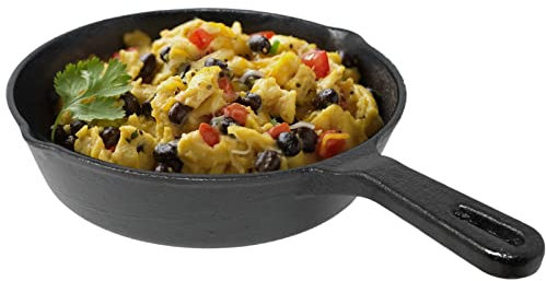 GK Global Kitchen Cast Iron Skillet Frying Pan Round Cast Iron Fry Pan Saute Pan Curry Pan Heavy Duty Hob StoveTop Cookware, Black, 21cm (Fry Pan 8”)
