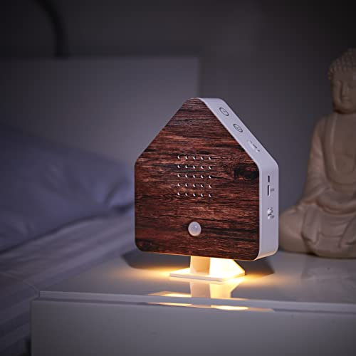 Northpoint Nature Sound Box Vogelgezwitscher Vogelgeräusche Box Motion Sensor Bird Sounds Light Rechargeable mit Wandhalterung Walnut Wood Cottage