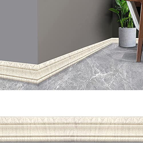DAZZLEEX Modanatura in schiuma, decorazione adesiva da parete per battiscopa, 2,3 m x 8 cm x 4,5 mm (M)
