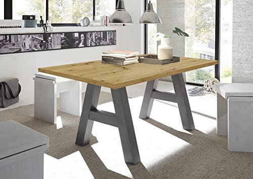 58 aufm Kessel Esszimmertisch Elia 4 160 x 90 x 75 Esstisch Graphit/Asteiche 13278-160