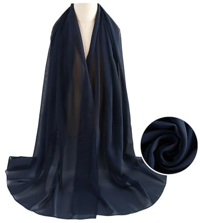 WANSSY® moderner Chiffonschal lang Schal Stola Tuch für Hochzeit Abendkleid in verschiedenen Größen Farben (Dunkelblau XXL)