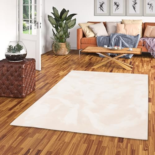 Pergamon Luxus Super Soft Wohnzimmer Kunstfell Teppich Pearl Einfarbig in Rund und Eckig