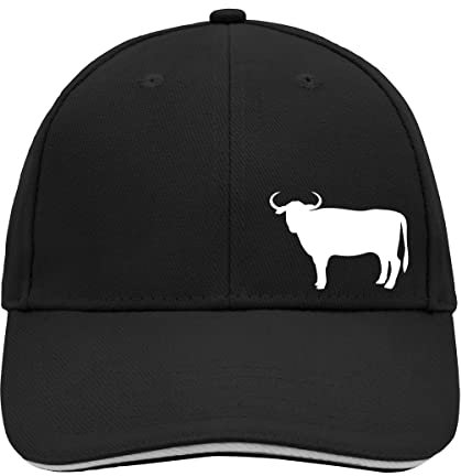 huuraa Cappy Mütze Stier Bulle Silhouette Geschenk Kappe Black/Light Grey Stier Bulle Geschenkidee