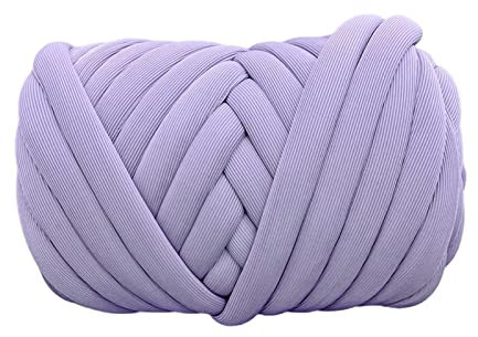Harilla Grobstrickiges Garn aus Polyester, Riesengarn, weich, waschbar, handgestrickt, Dickes Garn, Jumbo-Schlauchgarn für DIY-Makramee-Teppiche, Webteppiche, helles Lila