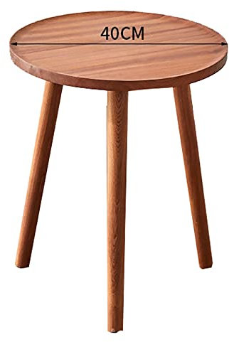 Dreibeiniger Beistelltisch aus Holz, 40/50/60 cm, Kleiner runder Bett-Beistelltisch für Wohnzimmer/Schlafzimmer/Badezimmer/Balkon, Tablett, Couchtisch, Sofa-Beistelltisch (Farbe: Braun, Größ