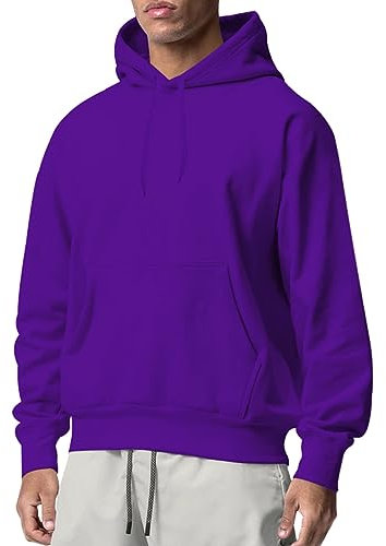 Oanviso Felpa con Cappuccio da Uomo Tinta Unita Felpe Hooded Hoody Pullover Basic Hoodie Regular Fit Sweat Shirt con Tasca Anteriore Felpa con Cappuccio No Logo Moda Sweat Hood A Viola M