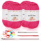 Coopay 4 Stück Einfach Garn Zum Häkeln für Anfänger - Gut Sichtbare Maschen Mit Häkelzubehör, Baumwoll-Nylon-Garn Zum Stricken (4 X 50 g), Rosarot