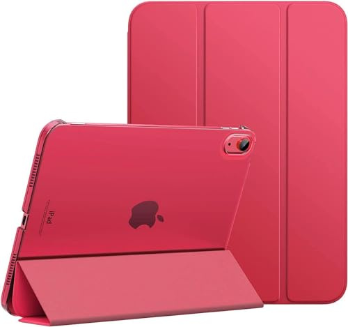World biz Smart Case for iPad 10 (10.9-Inch 10th Generation, 2022 Model) Slim Stand Hard PC Translucent Back Shell Cover Magnetic, Auto Wake/Sleep iPad 10th Gen (Red)
