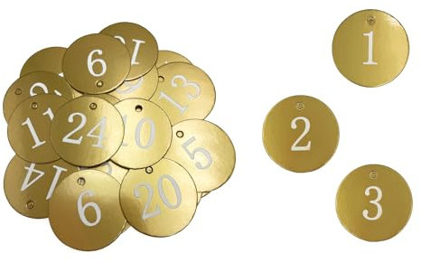 Oblique Unique Adventskalender Zahlen 1–24 Gold Rund – DIY Zahlenanhänger für Adventskalender, Weihnachtsdeko und Basteln – Hochwertige Plättchen zum Selbermachen des Advent Kalenders