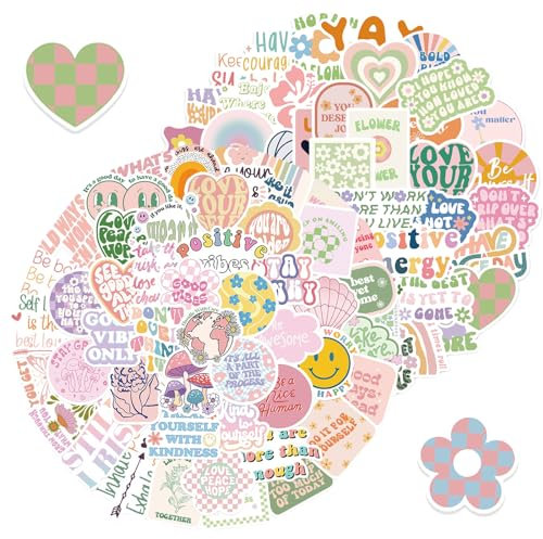 Dänische Pastell Inspirierende Aufkleber, 100 Stück ästhetische Vinyl-Aufkleber For Aesthetic Inspirierende Stickers für Teenager, Mädchen, Laptop, Computer, Skateboard, Gitarre, Handyhülle