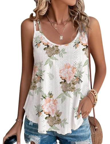 Damen Tanktops Ist Bügelfrei Träger Tops Ärmellose Blusentop Blume XL