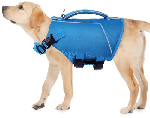ASENKU Salvagente Cane, Giubbotto Salvagente Cane per Cani di Piccola Taglia Media Grande, Salvagente per Cani con Manico e Riflettente, per Bassotto, Chihuahua, Bulldog Francese, Labrador, ecc. L