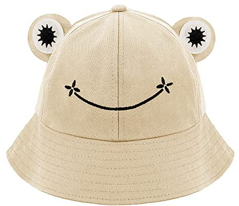 Naimo Frosch Fischerhüte Baumwolle Buckethut Anglerhut Unisex Eimer Hut Faltbarer Sonnenhut Strandhut Sommermütze für Damen Herren