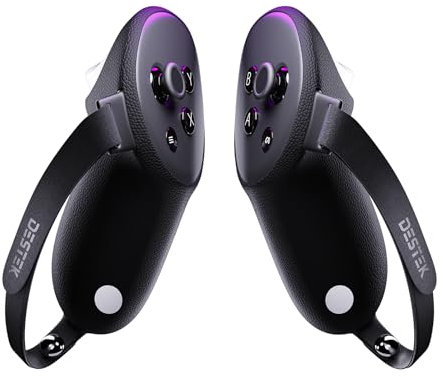 DESTEK CB4 Controller Grips Compatible with Meta Quest 3/Quest 3S, Avoid All Sensor, Soft Silicone Hand Grips with Secure Fit & Durable Magnetic Button, VR Accessories