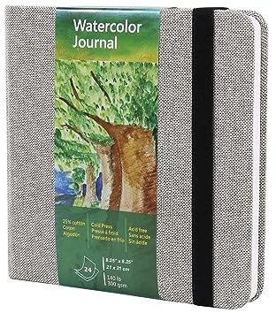 Aquarell-Skizzenbuch für Mixed Media, 300g, 21x21 cm, 25% Baumwoll, 48 Seiten, Säurefrei.