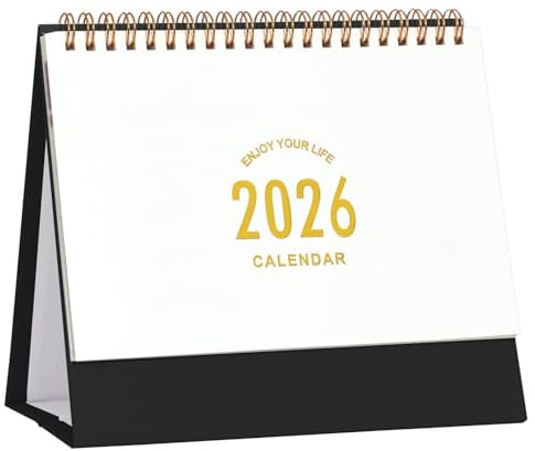 Kleiner Tischkalender 2024–2025, Stehender Flip-Desktop-Kalender von Juli 2024 bis Dezember 2025 – Metallring Doppeldrahtbindung Monatskalender für Home Office Schule (schwarz-weiß)