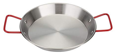 TIECHUINIUB Paellera profesional de acero inoxidable antiadherente, asas antiquemaduras, universales para todas las fuentes de calefacción para el hogar, hotel, restaurante, rojo, 24 cm