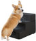 Hundetreppe für kleine Hunde - 3 Stufen Hunde Treppe 43cm hoch - Schaumstoff Hundetreppe Sofa - Sicher und stabil - Abnehmbarer waschbarer Bezug - Anti-Rutsch-Boden - Haustiertreppe Hund Schwarz