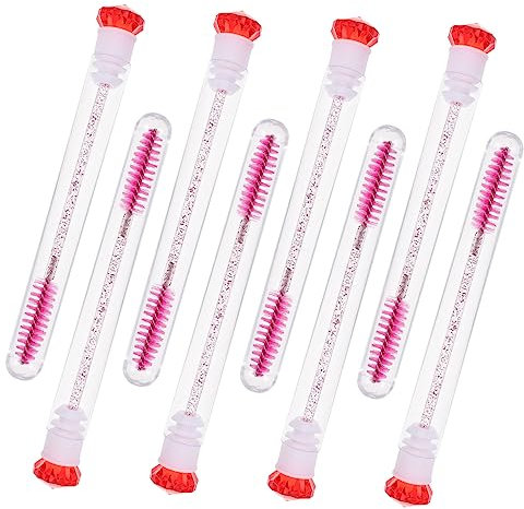 MUSISALY 8pcs Portable Eyelash Brush Set Diamond Tubes Makeup Applicator for Women Girls for Separating Lashes Eyebrows Design