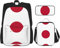 JIUTY Rucksack mit japanischer Flagge, 40,6 cm, Schulbüchertasche mit Lunchbox, große Rucksäcke für Grundschule, Vorschule, 3 Stück, Schwarz , Einheitsgröße, Schulranzen-Set