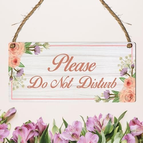 Elegant Floral Please Do Not Disturb Hanging Sign - Chic Vintage Style Door Plaque with Flower Design - Ideal for Bedrooms, Offices, and Quiet Spaces - Decorative Room Sign with Floral Accents