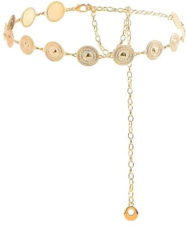 Western Metall Concho Gürtel, einstellbar Boho Taille Kette,Taille Kette Gürtel für Kleider Jeans Cowgirl Country Konzert Outfit für Kleid